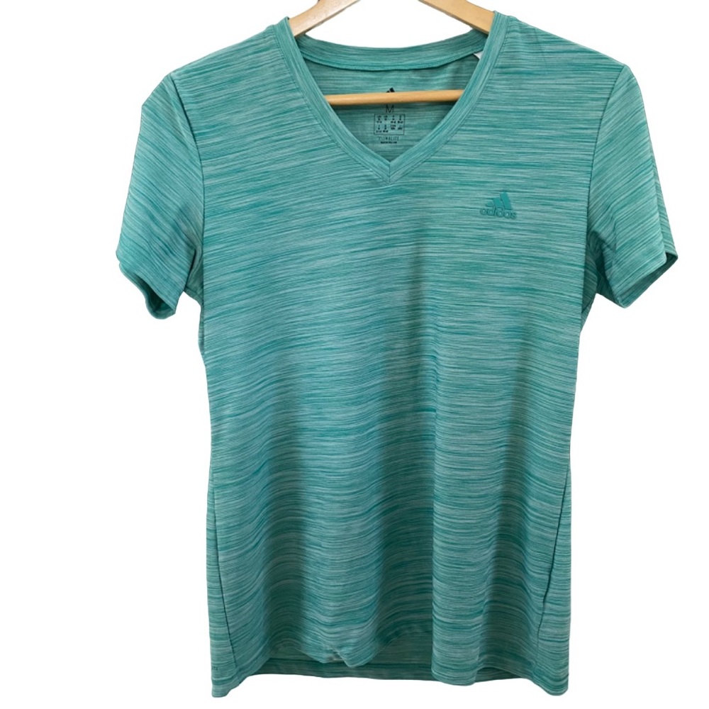 Adidas Climalite striped light blue/sea foam green tshirt Size M